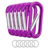 6 PCS Carabiner Keychain Clip -3" Aluminum Carabiner D Ring, Caribeener Clips, Spring Snap Hook for Keychain Clip (Purple)