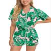 SWOMOG Womens Button Down Pajamas Set Short Sleeve Sleepwear Bride Soft Pj Lounge Sets XS-3XL Pink Leaves Small view 2