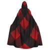 Dwrepo Plaid Red and Black Halloween Hooded Cloak Full Length Adult Vampire Witch Cape for Halloween Cosplay Costumes view 1