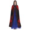 Dwrepo Plaid Red and Black Halloween Hooded Cloak Full Length Adult Vampire Witch Cape for Halloween Cosplay Costumes view 2