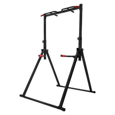 Power Tower Pull Up Dip Station, Foldable Workout Bar Station Training Fitness Equipment, Triangular Structure, Adjustable Height, 440lbs Capacity for for Home Gym Workout