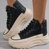 Fashion Wedge Heeled Sneakers for Women,Womens White Platform Sneakers,Casual Slip On Work Shoes Women,Comfortable Lace Up Running Shoes for Women Footwear - Fashion Sneakers for Women (A-Black, 8.5) view 1