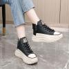 Fashion Wedge Heeled Sneakers for Women,Womens White Platform Sneakers,Casual Slip On Work Shoes Women,Comfortable Lace Up Running Shoes for Women Footwear - Fashion Sneakers for Women (A-Black, 8.5) view 2