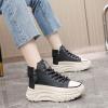Fashion Wedge Heeled Sneakers for Women,Womens White Platform Sneakers,Casual Slip On Work Shoes Women,Comfortable Lace Up Running Shoes for Women Footwear - Fashion Sneakers for Women (A-Black, 8.5) view 3