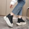 Fashion Wedge Heeled Sneakers for Women,Womens White Platform Sneakers,Casual Slip On Work Shoes Women,Comfortable Lace Up Running Shoes for Women Footwear - Fashion Sneakers for Women (A-Black, 8.5) view 4