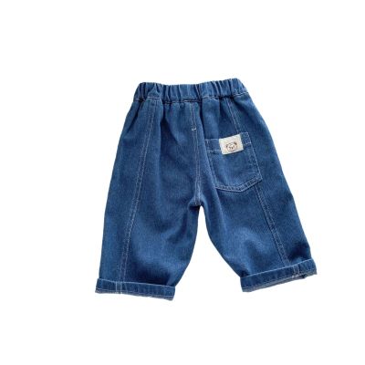 Baby Toddler Wide Leg Jeans Boys Girls High Waist Loose Denim Pants Solid Color Casual Sweatpants (Blue, 3-6 Months)