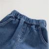 Baby Toddler Wide Leg Jeans Boys Girls High Waist Loose Denim Pants Solid Color Casual Sweatpants (Blue, 3-6 Months) view 4