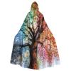 Dwrepo Colorful Tree Halloween Hooded Cloak Full Length Adult Vampire Witch Cape for Halloween Cosplay Costumes view 1