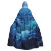 Dwrepo Blue Ocean Halloween Hooded Cloak Full Length Adult Vampire Witch Cape for Halloween Cosplay Costumes view 1
