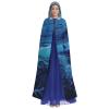 Dwrepo Blue Ocean Halloween Hooded Cloak Full Length Adult Vampire Witch Cape for Halloween Cosplay Costumes view 2