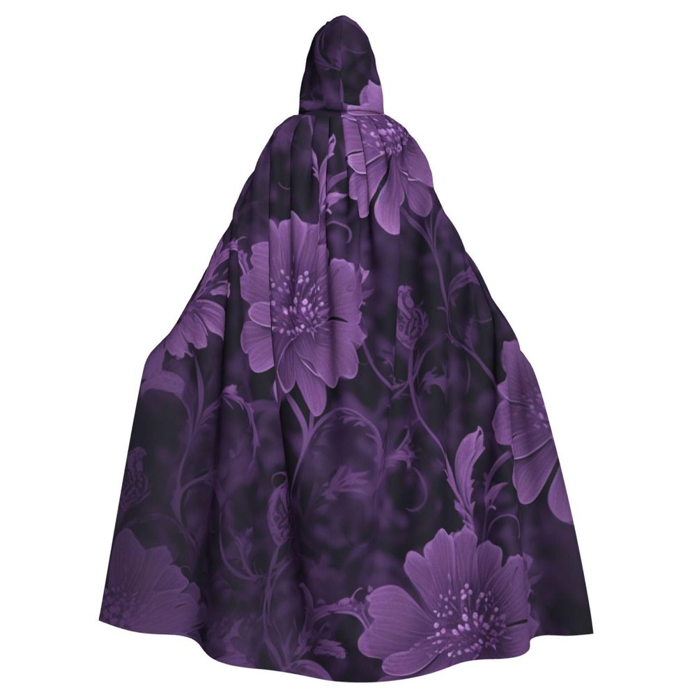 Dwrepo Purple Halloween Hooded Cloak Full Length Adult Vampire Witch Cape for Halloween Cosplay Costumes
