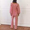 Women Y2k Gingham Pajama Sets Puff Sleeve Babydoll Shirt and Ruffle Hem Pants Plaid 2 piece Lounge Set L view 2