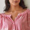 Women Y2k Gingham Pajama Sets Puff Sleeve Babydoll Shirt and Ruffle Hem Pants Plaid 2 piece Lounge Set L view 3