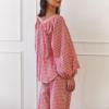 Women Y2k Gingham Pajama Sets Puff Sleeve Babydoll Shirt and Ruffle Hem Pants Plaid 2 piece Lounge Set L view 4