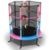 FIREFLOWERY 55 Toddler Trampoline, ASTM Approved with Safety Enclosure Net & Double-Sided Zipper, Ideal Gift for Boys and Girls, Indoor Trampoline for Kids view 1