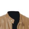 SWJGLITTR Men Faux Leather Biker Jackets Stand Collar Bomber Motorcycle Outwear Windbreaker Zip-up Slim Fit Jacket (Khaki,5X-Large) view 2