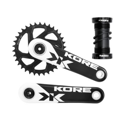 MEROCA Mountain Bike Crankset, 170mm Crank, Carbon Crank, 32T-38T Single Speed MTB Cranks, QF170mm, 3-Bolt, Direct Mount, Dub Axis (34T)