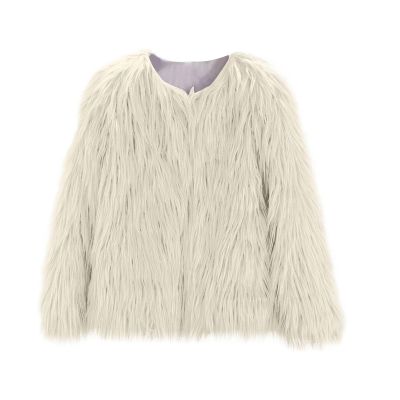 Girls Faux-Fur Jacket Coat Winter Snowday Thick Warm Fashion Cool Clothes Fleece Furry Coat Fuzzy (White, 11-12 Years)