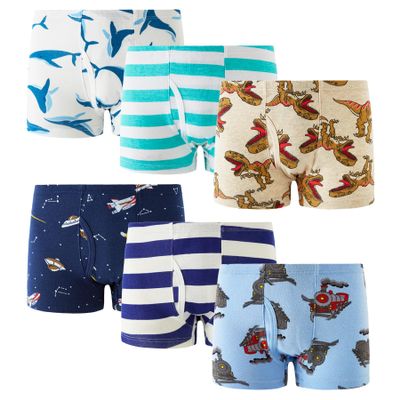 Family Feeling 6 Packs Prints Little Boys' Cotton Boxer Brief Underwear Size 6