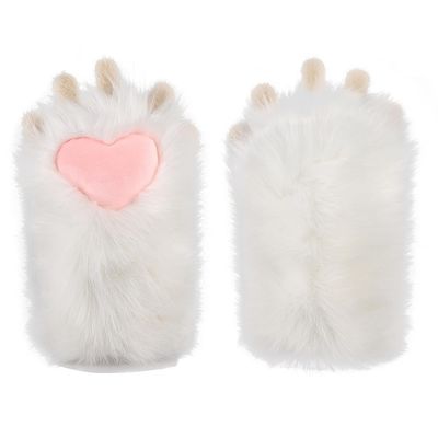 SIQITECHNO Furry Cat Paw Gloves Faux Fur Plush Hand Paw Gear Cute Bear Claw Paw Mittens Cloves Cosplay Costume Accessory