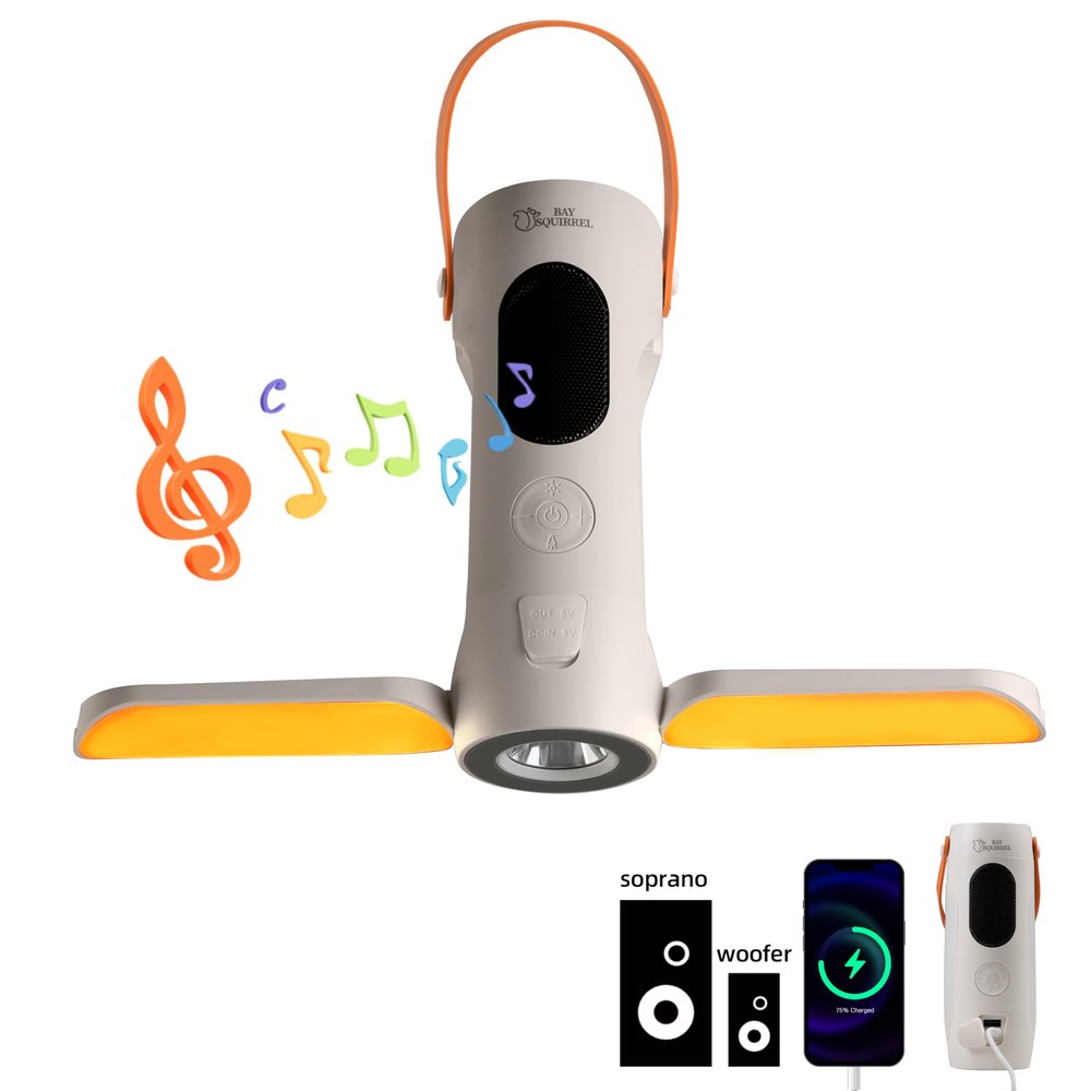 Foldable Camping Light Rechargeable Lantern with 2 Bluetooth Speakers,10000mAh Power Bank,Portable Flashlight with Removable Hook,IP54 Waterproof,1000LM,5 Modes for Camping, Hiking, Fishing,Emergency