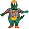 Green Gator Mascot Costume in Floral Shirt Adult Size for Men & Women with Built-in Fan Inside the Head view 1