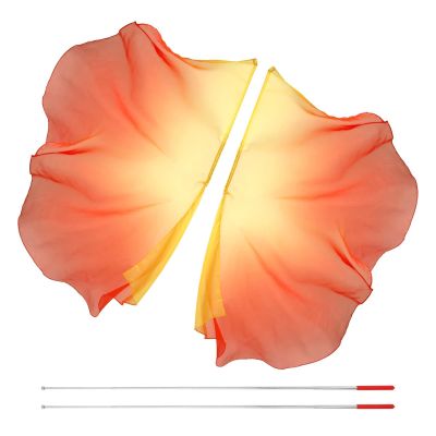 HDNSAUD Dance Worship Flag, 2PCS Praise Dance Flags with Telescopic Pole, Half Circle Belly Dance Silk Veils,Silk Wing Outdoor Flags(Yellow red)