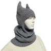 Funny Devil Horns Knitted Beanies Hat Winter Full Face Cover Ski Head Mask Balaclava Hats Halloween Ox Horns Party Hat Gray view 4