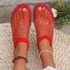 Mesh Ballet Flats Shoes for Women Buckle Strap Mary Jane Flats (Red Sock Ballet Flats, Adult, Women, 10, Numeric, US Footwear Size System, Medium) view 4