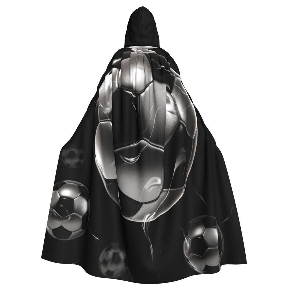 Dwrepo Soccer Black Halloween Hooded Cloak Full Length Adult Vampire Witch Cape for Halloween Cosplay Costumes
