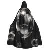 Dwrepo Soccer Black Halloween Hooded Cloak Full Length Adult Vampire Witch Cape for Halloween Cosplay Costumes view 1