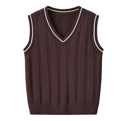 Boys Girls V Neck Knitted Sleeveless Pullover Sweater Vest Toddler Solid School Uniform Knit (Coffee, 8-9 Years)