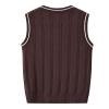 Boys Girls V Neck Knitted Sleeveless Pullover Sweater Vest Toddler Solid School Uniform Knit (Coffee, 8-9 Years) view 2