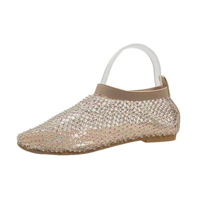 Mesh Ballet Flats Shoes for Women Buckle Strap Mary Jane Flats (White Sock Ballet Flats, Adult, Women, 6, Numeric, US Footwear Size System, Medium)