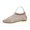Mesh Ballet Flats Shoes for Women Buckle Strap Mary Jane Flats (White Sock Ballet Flats, Adult, Women, 6, Numeric, US Footwear Size System, Medium) view 1