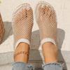 Mesh Ballet Flats Shoes for Women Buckle Strap Mary Jane Flats (White Sock Ballet Flats, Adult, Women, 6, Numeric, US Footwear Size System, Medium) view 2