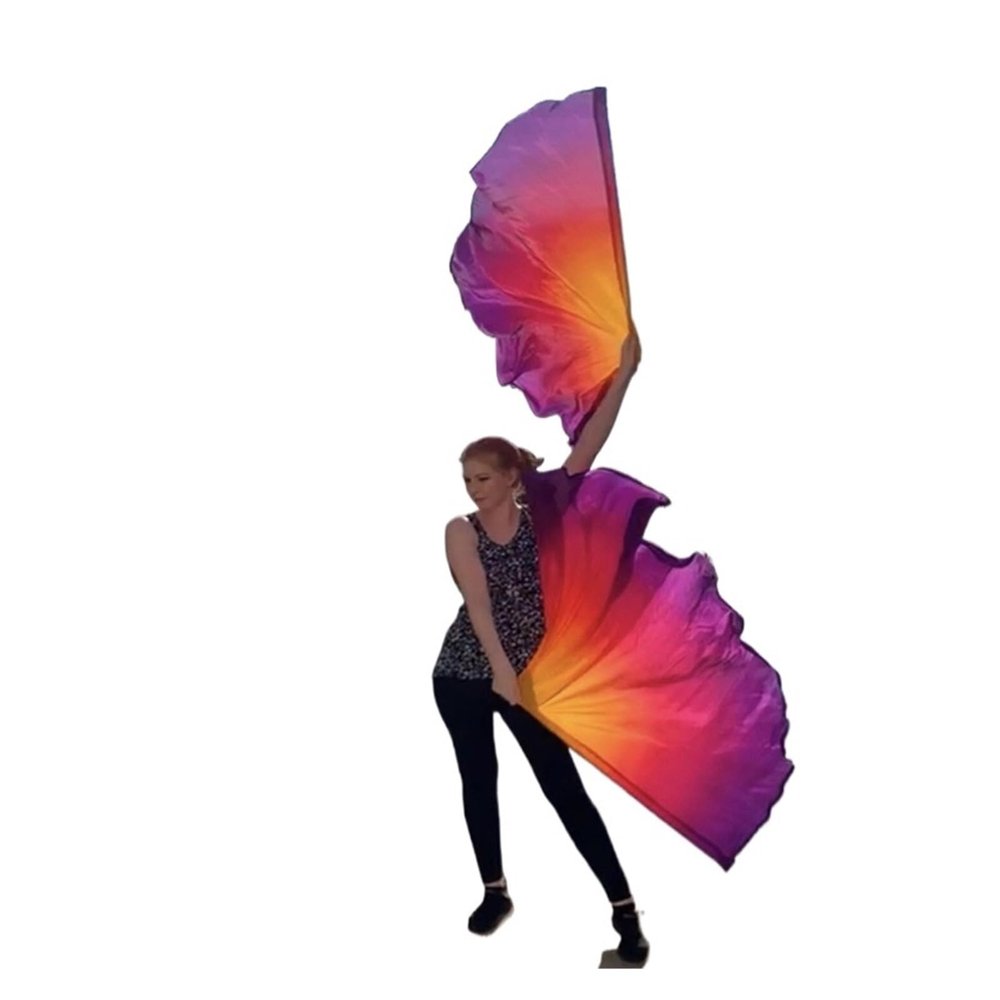 HDNSAUD Worship Flags with Rods Spinning Silk Veil Flag Scarf Ribbon Play 100% Silk Scarf for Belly Dance Outdoor Flags for Dance(Style I)