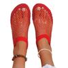 Mesh Ballet Flats Shoes for Women Buckle Strap Mary Jane Flats (Red Sock Ballet Flats, Adult, Women, 5, Numeric, US Footwear Size System, Medium) view 1