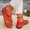 Mesh Ballet Flats Shoes for Women Buckle Strap Mary Jane Flats (Red Sock Ballet Flats, Adult, Women, 5, Numeric, US Footwear Size System, Medium) view 2