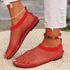 Mesh Ballet Flats Shoes for Women Buckle Strap Mary Jane Flats (Red Sock Ballet Flats, Adult, Women, 5, Numeric, US Footwear Size System, Medium) view 3