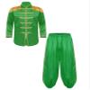 FEESHOW Men's Sergeant Pepper Jacket Musician Cosplay Jacket Zipper Front Satin Jacket Coat with Harem Pants Green Small view 1