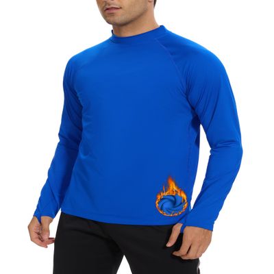 Cagola Mens Thermal Long Sleeve Mock Turtleneck Shirt Fleece Lined Undearshirts Midweight Base Layer Tops Cold Weather Warm Blue XL