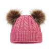 3PCS Children Winter Hat Scarf Gloves Set Kids Warm Thick Pom Pom Hat Cap Outdoor Thermal Accessories Sets Rose Red view 3