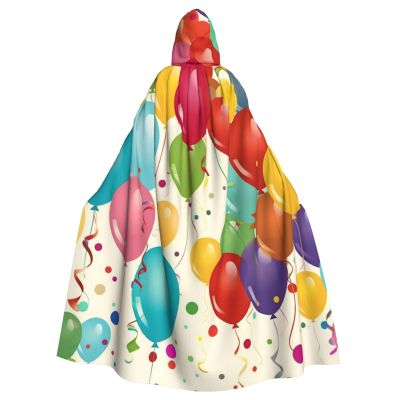 Dwrepo Colorful Balloon Halloween Hooded Cloak Full Length Adult Vampire Witch Cape for Halloween Cosplay Costumes