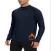 Cagola Mens Thermal Long Sleeve Mock Turtleneck Shirt Fleece Lined Undearshirts Midweight Base Layer Tops Cold Weather Warm Navy XL view 1