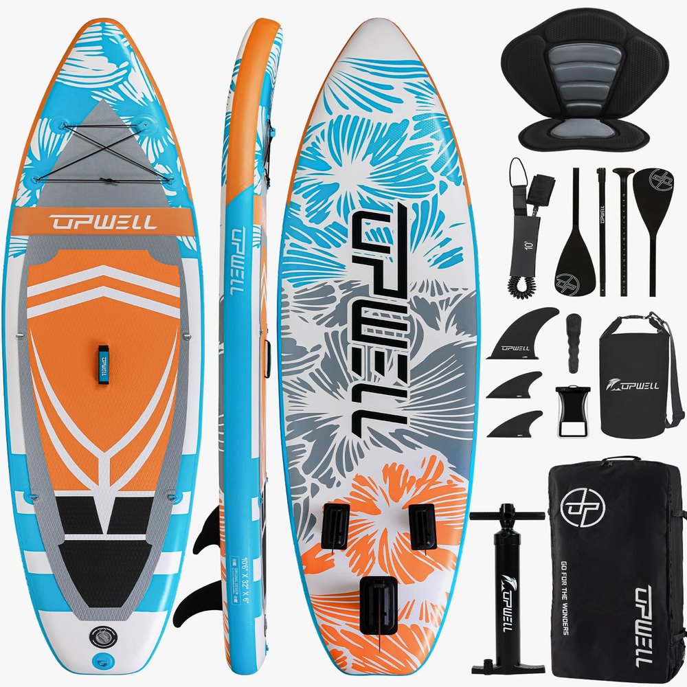 UPWELL 106Inflatable Stand Up Paddle Board with Seat, SUP Inflatable Paddle Boards for Adults Paddleboards, Cosmos