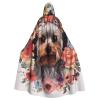 Dwrepo Yorkie Floral Halloween Hooded Cloak Full Length Adult Vampire Witch Cape for Halloween Cosplay Costumes view 1