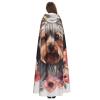 Dwrepo Yorkie Floral Halloween Hooded Cloak Full Length Adult Vampire Witch Cape for Halloween Cosplay Costumes view 4