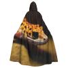Dwrepo Leopard Little Gecko Halloween Hooded Cloak Full Length Adult Vampire Witch Cape for Halloween Cosplay Costumes view 1