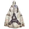 Dwrepo French Paris Tour Eiffel Tower Halloween Hooded Cloak Full Length Adult Vampire Witch Cape for Halloween Cosplay Costumes view 1
